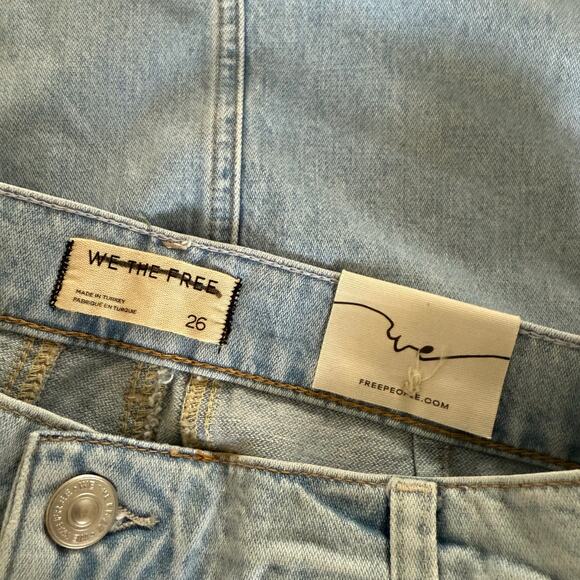 Free People cropped jeans pants long shorts denim bermuda relaxed cotton 26 - Picture 8 of 9